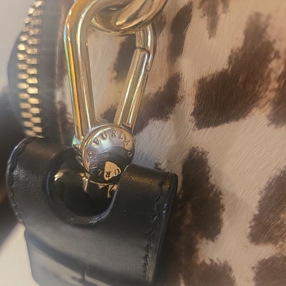 Furla Pony Style Calf Hair Leather Leopard Animal Print Satchel Shoulder Bag - Picture 5 of 16